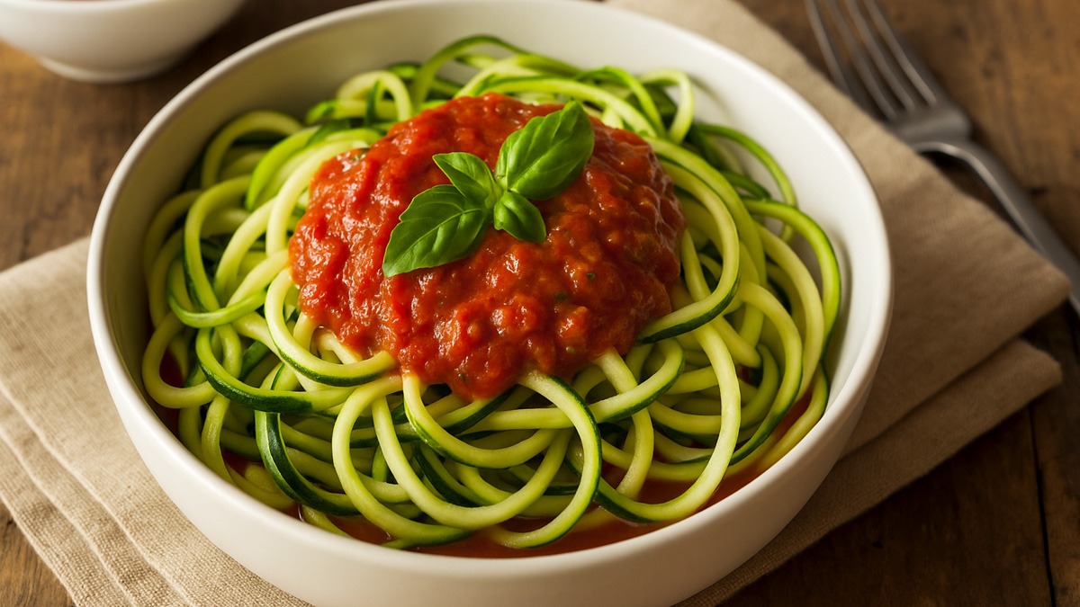 Zucchini-Zoodles mit Tomatensoße